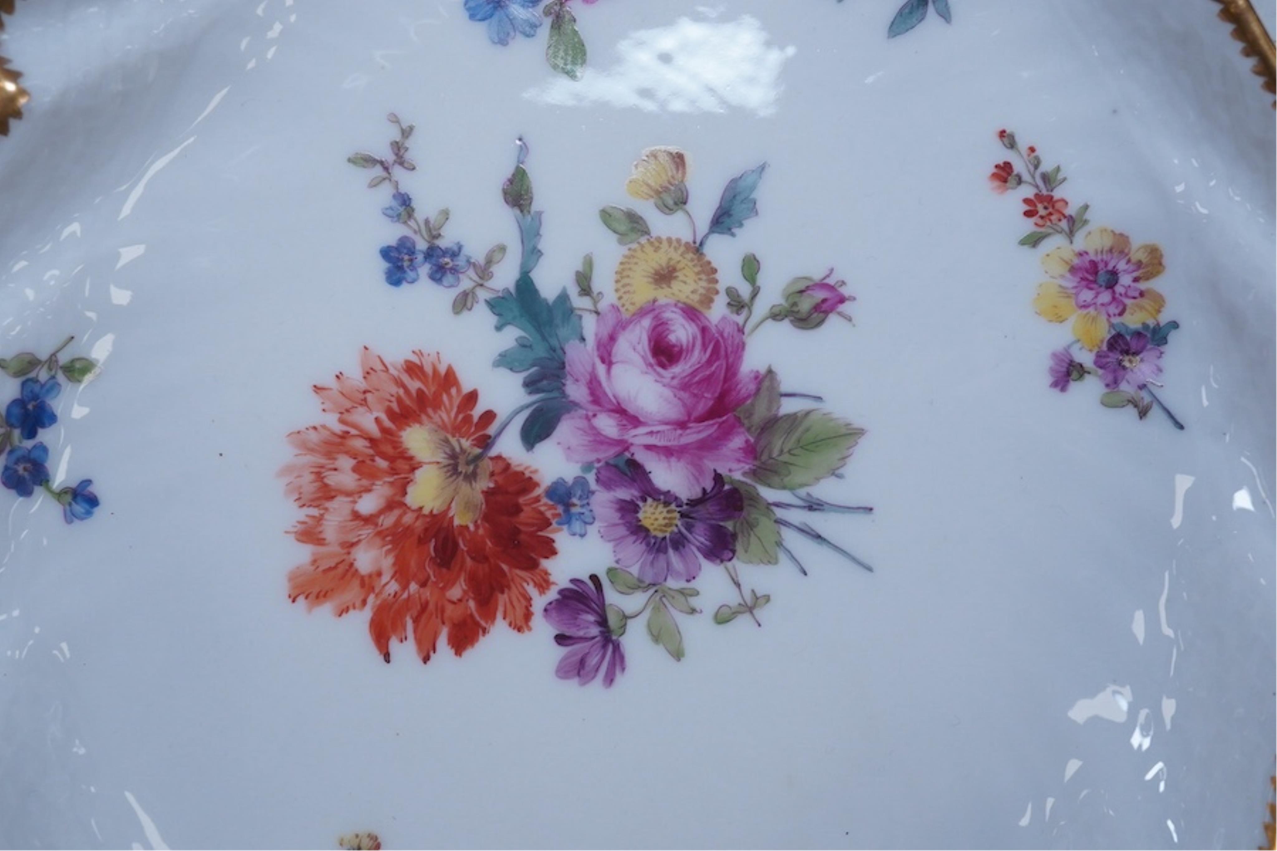 A 19th century Copenhagen flower painted eight piece part dessert service. Condition - fair to good